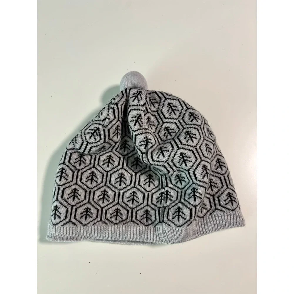 Reima Kids Knit Beanie Hat Cap Pom Pom Geometric Gray‎ Sz 56/58 Outdoors Skiing